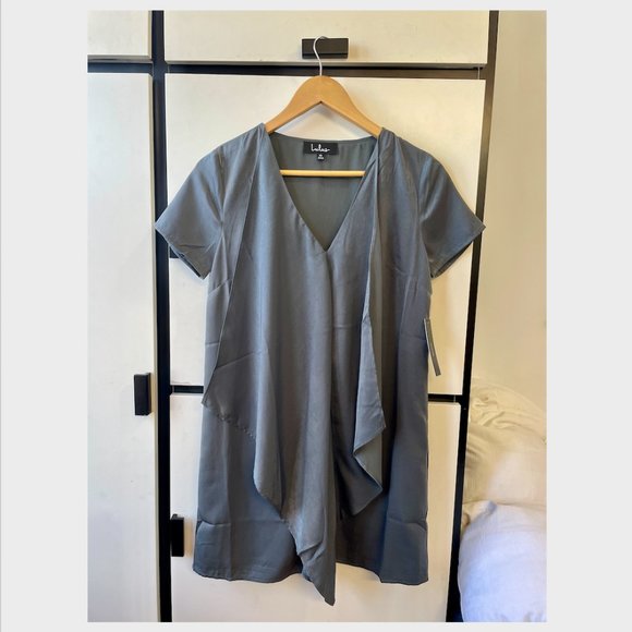 Dear Friend Satin Drape Front Shift Dress - Picture 5 of 8